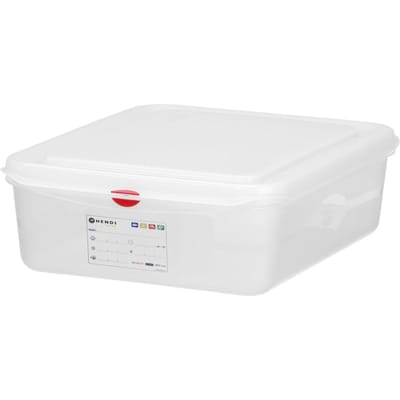 HENDI Gastronormbak GN 1/2 - polypropyleen - luchtdicht met deksel, stapelbaar - 32,5 x 26,5 x 10 cm - transparant - 6,5 liter - voedselopslag