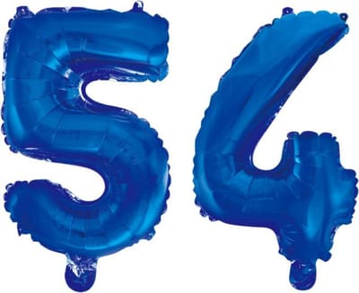 Folieballon 54 jaar blauw 41cm