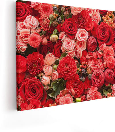 Artaza Canvas Schilderij Rozen - 50x40 cm - Muurdecoratie Bloemen - Wanddecoratie Woonkamer - Schilderijen Op Canvas