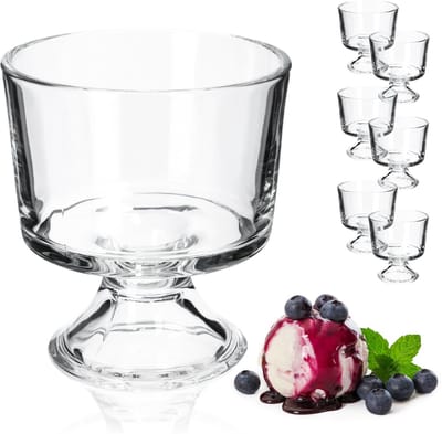 KADAX IJsbeker 280 milliliter dessertschaal van hoogwaardig glas ijsglazen 10 6 x 9 4 cm vaatwasmachinebestendige fruitgelei-kommen dessertkopjes voor ijs (280 ml set van 6 stuks)
