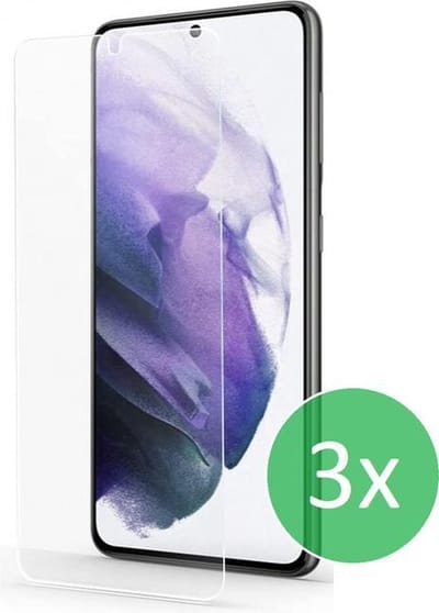 3x Screenprotector Tempered Glass Glazen Gehard Screen Protector 2.5D 9H (0.3mm) - Glasplaatje Geschikt voor: Samsung Galaxy S21 FE - Tempered Glas Screenprotector