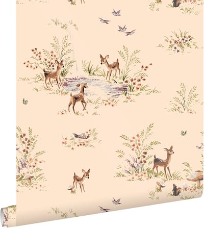 ESTAhome behang hertjes warm beige - 50 x 900 cm - 131430