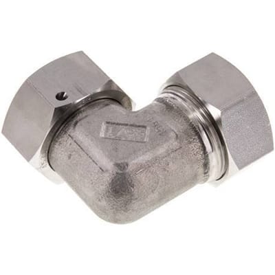 M45x2 x 35L RVS Verstelbaar L-Fitting 90graden met Afdichtconus en O-ring 160 Bar DIN 2353 - FL2E-NC-STFP-45-35-LO
