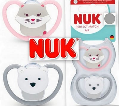NUK Perfect Match Air fopspenen (Kat / Poolbeer)- 18-36 maanden