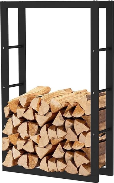 DailySupplies® Haardhoutopslag - Brandhout Rek voor Binnen en Buiten - Haardhout Mand - Staal - Zwart