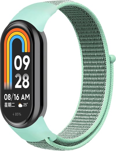 By Qubix - Sport loop nylon bandje - Mintgroen - Geschikt voor Xiaomi Smart Band 8 / 9 / 10
