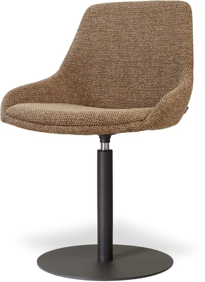 Nolon Niva-Isa Draaibare Tulp Eetkamerstoel Bruin Blend - Mat Zwart Onderstel - Stoffen - Scandinavisch