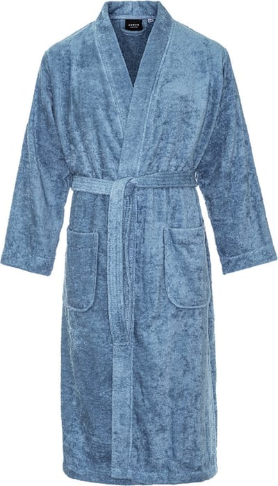 Kimono badstof katoen – lang model – unisex – badjas dames – badjas heren – 100% katoen - sauna – denim blauw - L/XL