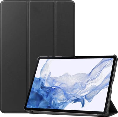 Hoesje - Geschikt voor Samsung Galaxy Tab S9 Plus - Dun & Stevig - Hard Cover Case - Trifold Bookcase Hoes - Met Uitsparing Geschikt voor S Pen - Hardcover Book - Tablethoes - Zwart