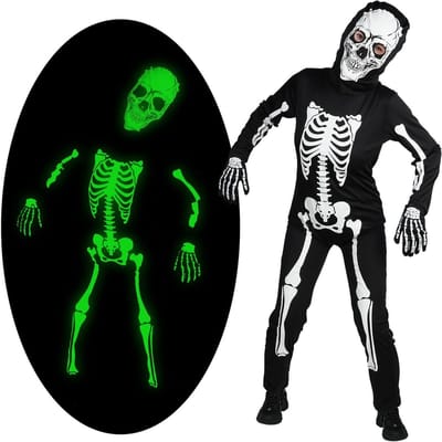 Lichtgevend Skelet Kostuum voor Kinderen - Halloween, Carnaval en Cosplay Outfit voor Jongens en Meisjes