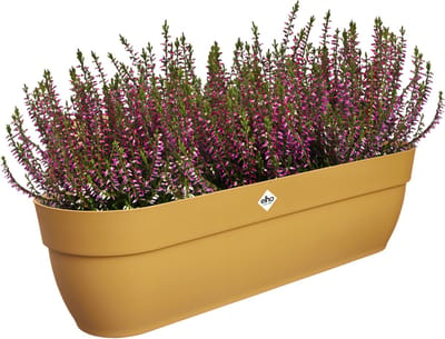 Elho Vibia Campana Easy Hanger XXL 70 - Plantenbak voor Balkon - Balkonbak - 100% Gerecycled Plastic - L69 x B26.8 x H23.7 cm - Honinggeel