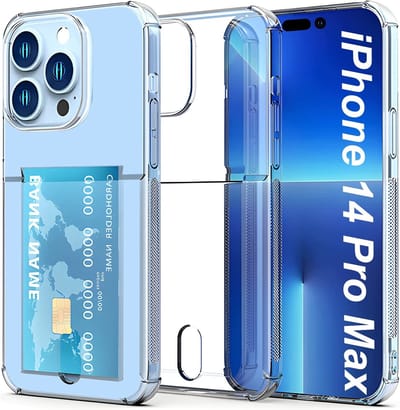 Hoesje Geschikt voor iPhone 14 Pro Max hoesje transparant Shockproof case met pashouder - Hoesje Geschikt voor iPhone 14 Pro Max hoesje met pashouder
