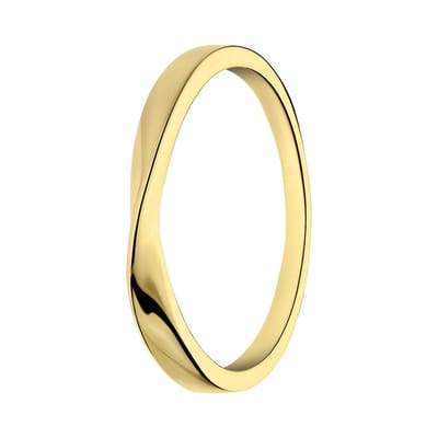 Lucardi Dames Zilveren goldplated ring twist - Ring - 925 Zilver - Goudkleurig - 16 / 50 mm