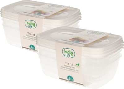 Vershoudbakjes - 6x stuks - 1,2 liter - wit - voorraadbakjes met deksel - eten bewaren