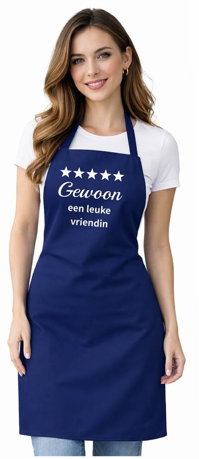 Keukenschort - Schort - BBQ schort - unisexschort - kookschort - 100% katoen - 65 x 90 cm - kleur blauw - Gewoon een leuke vriendin