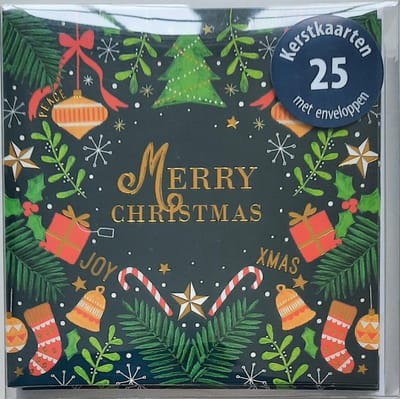 Kerstkaarten - 25 Stuks - 10 x 10 cm – Luxe Kaarten - Merry Christmas - K-134