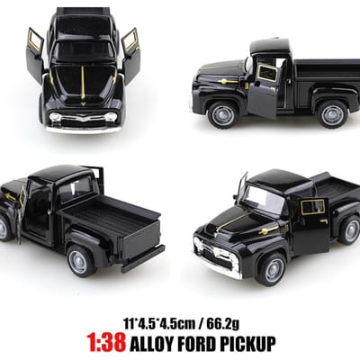 (Verpakt)1:38 Klassieke Retro F100 Pick-up, Legeringsmodelauto, Meerdere Kleuren, Metalen Kinderauto, Cadeau voor Jongens, Auto-Ornamenten