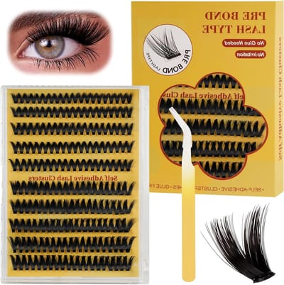 Pack van 200 Zelfklevende Wimpers, Herbruikbare Volume Wimpers met Pincet, DIY Set 10-16 mm