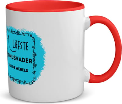 Akyol - liefste bonusvader van de wereld koffiemok - theemok - rood - Vader - de liefste bonusvader - vader cadeautjes - vaderdag - verjaardag - geschenk - kado - 350 ML inhoud