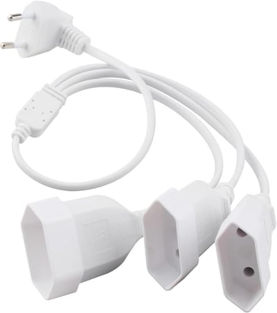 Verlengsnoer met platte stekker 3-in-1, 90 graden, 250 V / 2.5 A, ideaal voor TV, computer, projector en lampen in huis