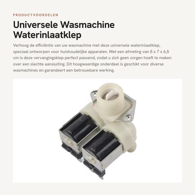 Dailygoods- Waterinlaatklep Universele Vervanging - Dubbele Kop - Geschikt voor Huishoudelijke Apparaten - Perfecte Pasvorm - Afmeting 8 x 7 x 6,5 cm - Wasmachineklep