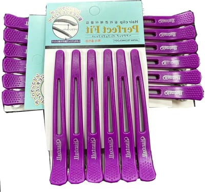 24 Stuks Haarclips van 4,5 Inch voor Kappers, Haarstyling en Kapsalon Benodigdheden met Siliconen Band (Paars)
