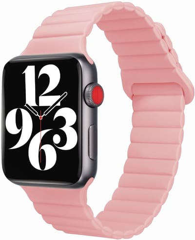 Magnetische Siliconen Horlogeband voor Apple Watch – Geschikt voor 38/40/41/42/44/45 mm, Zachte Sportband - Pink