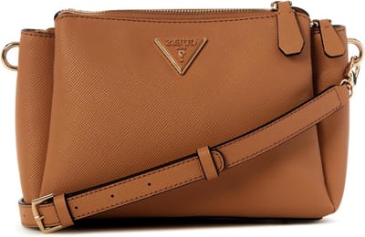 Dames Crossbody Tas - Schoudertas Dames - Dagelijks Gebruik - Drie Compartimenten - 24.5 x 7 x 17 cm - Beige