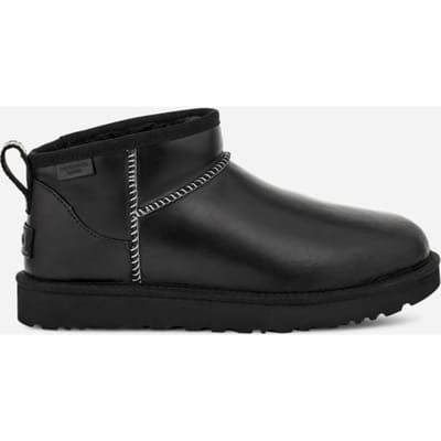 UGG® Classic Ultra Mini LTHR Regen for Women in Black, Leather/Polyester/Wool