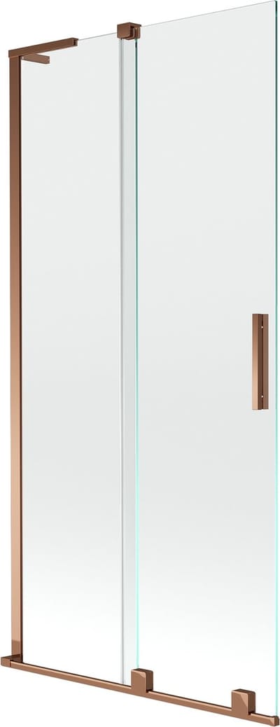 Mexen Velar L badwand scherm 2-delig schuifbaar 90 x 150 , transparant, roze goud - 896-090-003-01-60