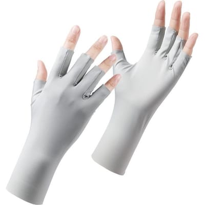 Zomer IJszijde Zonnebrandhandschoenen Halve Vinger Huidvriendelijk Ademend UV-bestendig Dun Model Autorijden Vinger Anti Zwart Nagelkunst Handschoenen white