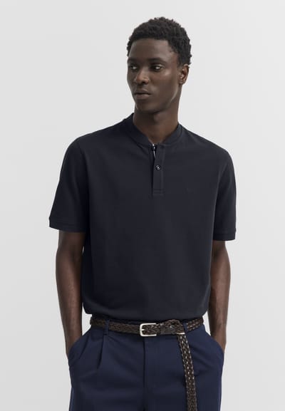 Bugatti Herren Poloshirt van katoen met collegekraag en korte mouwen