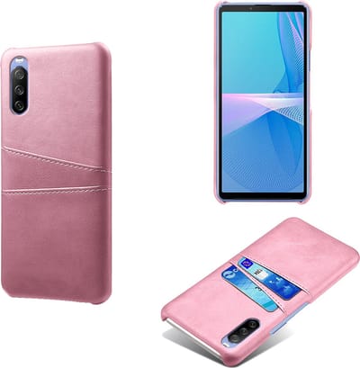 Back Cover met Opbergvakjes + Gehard Glas Screenprotector voor Sony Xperia 10 III_ Roze Goud