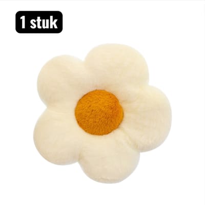 1 stuk - Zitkussens - Schattige Zonnebloem Zitkussen – Zachte Pluche Ronde Vloerkussen voor Bank, Auto en Vensterbank – Wit