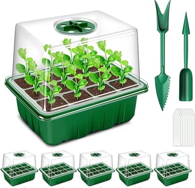 UniEgg® 5 Pack Kweekbak met TORENKAP voor 60 zaailingen - Compleet Kweekset inclusief accessoires - Kweektafel - Verstelbare Ventilatie - Kweekbakken Moestuin