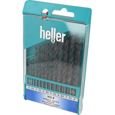 Heller 17734 4 HSS Metaal-spiraalboorset 13-delig 2 mm, 2.5 mm, 3 mm, 3.5 mm, 4 mm, 4.5 mm, 5 mm, 5.5 mm, 6 mm, 6.5 mm, 7 mm, 7.5 mm, 8 mm Rollenwals DIN 338