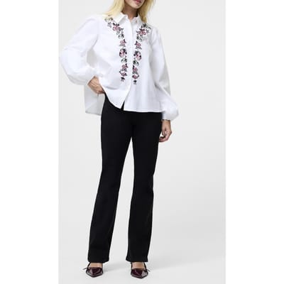 French Connection Cambria Ellie Emb Shirt Cream/mg/pink/blosso Größe: 6 | Longsleeves Outlet | Damen | Weiß