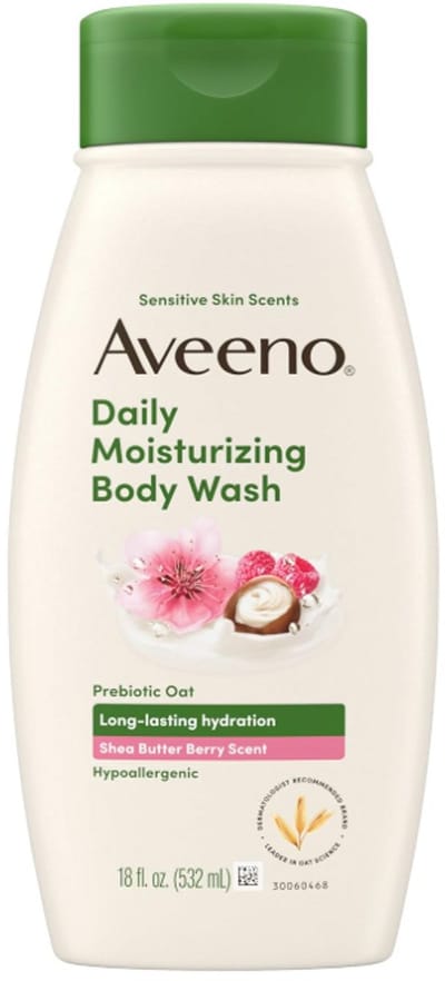 Aveeno Daily Moisturizing Body Wash Shea Butter & Berry 532 ml – Hydraterende Douchegel met Prebiotische Haver – Hypoallergeen – Voor de Gevoelige Huid