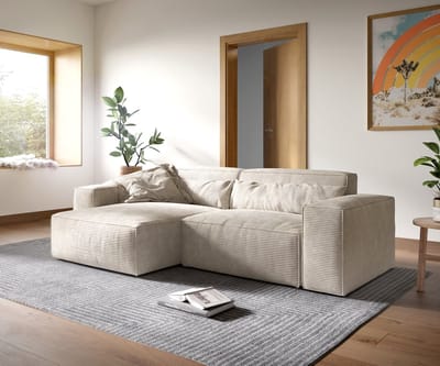 Hoekbank Sirpio XL 270x170 cm koord beige recamiere variabele