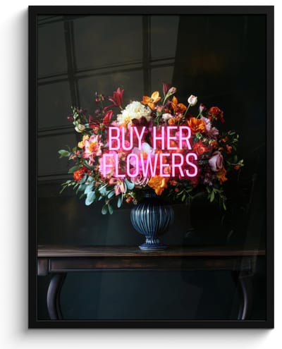 Poster in lijst - Fotolijst 50x70 cm - Posters - Quote - Bloemen - Vaas - Neon - Posterlijst zwart - Decoratie - Wanddecoratie woonkamer - Muurdecoratie slaapkamer