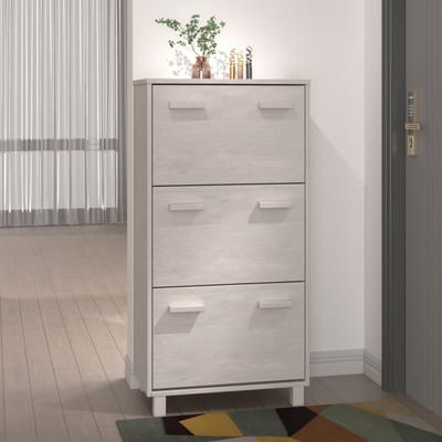 vidaXL - Schoenenkast - HAMAR - 59,5x35x117 - cm - massief - grenenhout - wit