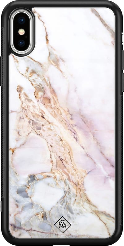 Casimoda® hoesje - Geschikt voor iPhone Xs Max - Parelmoer Marmer - Luxe Hard Case Zwart - Backcover telefoonhoesje - Multi