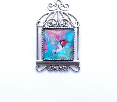 2 Love it Vogelkooi Aqua - Broche - Lood & Nikkelvrij