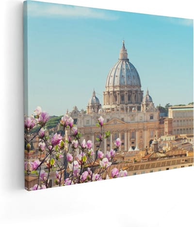 Artaza Canvas Schilderij Sint-Pietersbasiliek - 50x40 cm - Wanddecoratie Skyline - Muurdecoratie Christelijk - Schilderijen Op Canvas Bloesem