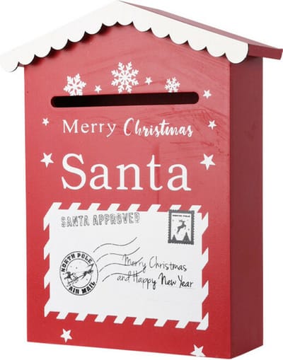 Christmas Decoration Brievenbus/mailbox - kerstman - rood - 30 x 10 x 7 cm - Santa