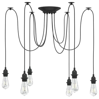 vidaXL Hanglamp met 6 lamphouders E27 metaal zwart