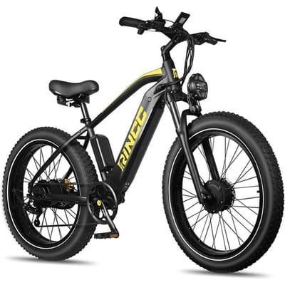 Rincc RN70 Elektrische Mountainbike Dubbele Motor met 48V 20AH Samsung Batterij 26inch Fat Tire Fiets zwart