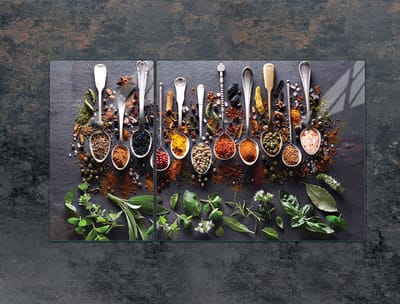 TMK ArtDeko - Glazen Beschermplaat - 90x52 cm - Veiligheidsglas - Versierde Prenten
