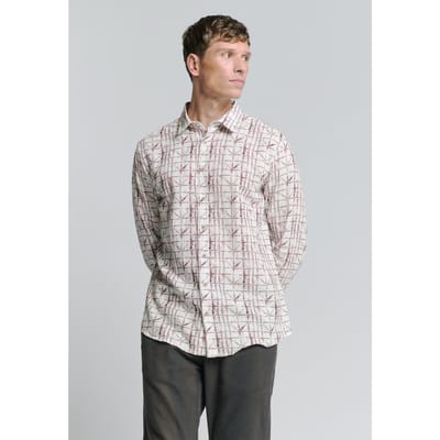 No Excess Shirt Allover Printed With Linen Mauve Größe: S | Casual hemden Outlet | Herren | Violett