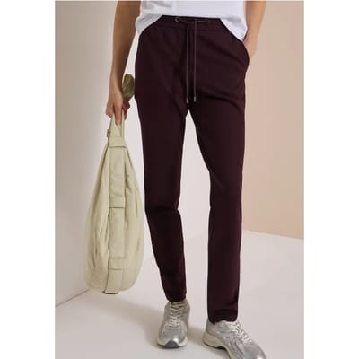 Broek met Mid Waist-taille en smalle pijpen in casual pasvorm